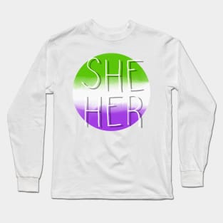 She/Her Genderqueer Flag Long Sleeve T-Shirt